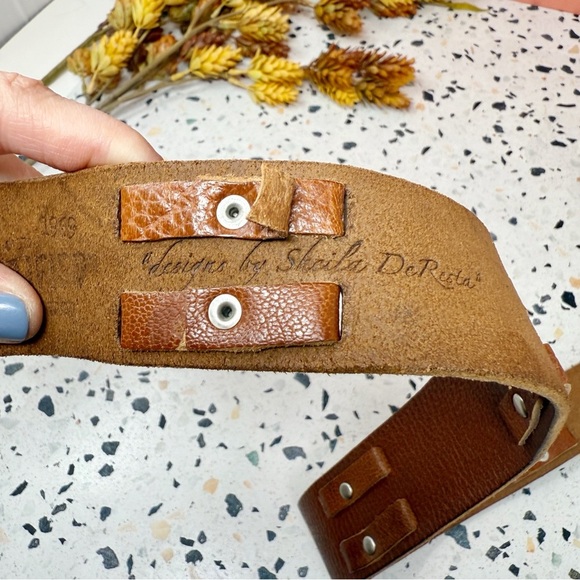 Vintage Artisan Designed By Sheila DeReis Women’s Cognac Tan Leather Belt Sz 2X main image 5
